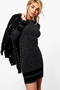 Boohoo Jasmine Ribbed Slim Fit Striped Knitted Dress