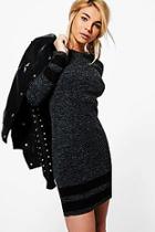 Boohoo Jasmine Ribbed Slim Fit Striped Knitted Dress