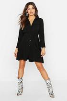 Boohoo Woven Button Detail Tie Belt Shirt Dress