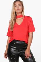 Boohoo Plus Maria Deep V Boyfriend Tunic Poppy
