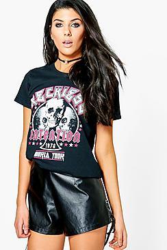 Boohoo Kira Printed Band T-shirt