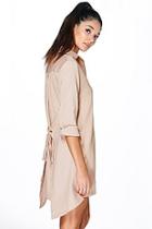Boohoo Andrada Tie Back Shirt Dress