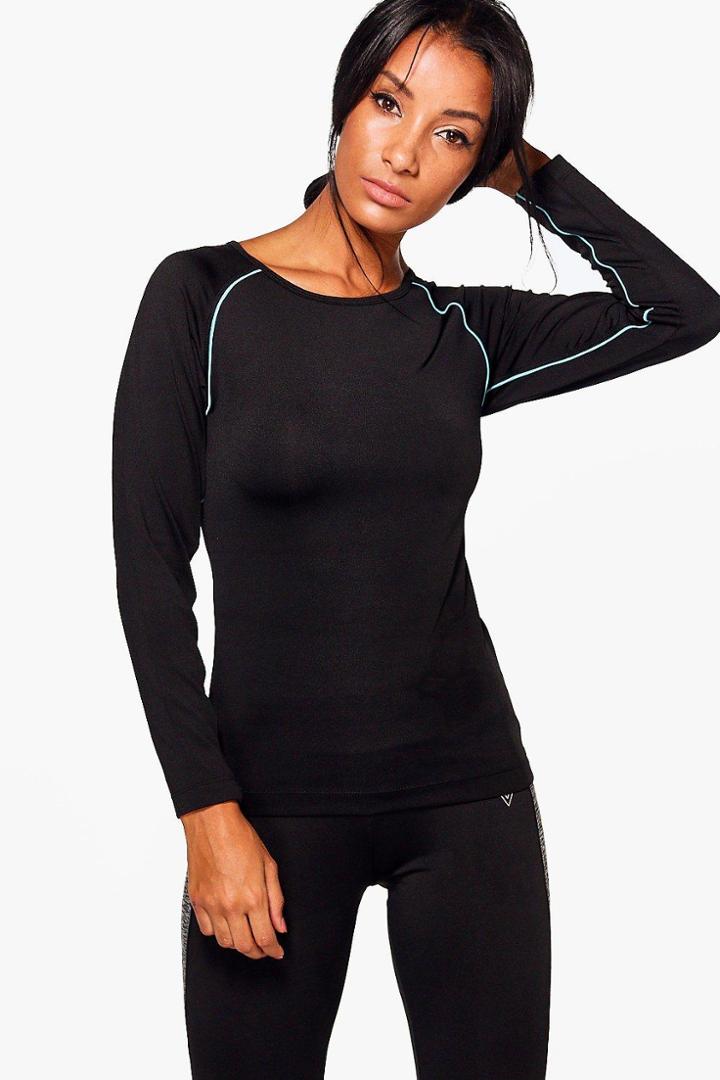 Boohoo Sofia Fit Long Sleeve Running Tee Black