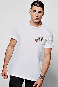Boohoo Skull Rose Embroidered T-shirt