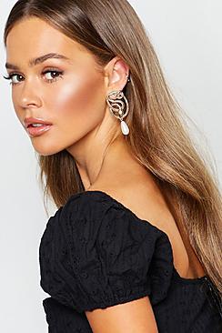 Boohoo Snake & Pearl Earrings