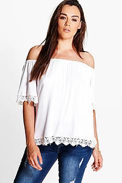 Boohoo Plus Lilou Off The Shoulder Trim Detail Top