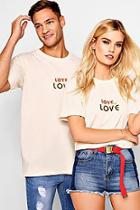 Boohoo Pride Loose Fit Love Is Embroidered T-shirt