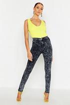 Boohoo High Waisted Acid Wash Denim Disco Jeans