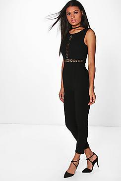 Boohoo Linda Crochet Inset Jumpsuit