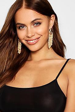 Boohoo Cheetah Head Detail Chain Tassel Earrings