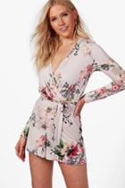 Boohoo Fiona Floral Wrap Front Playsuit Multi