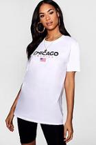 Boohoo Claudia Chicago Graphic Tee Cycle Short Co-ord Set