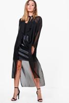 Boohoo Petite Olivia Chiffon D-ring Choker Duster Black