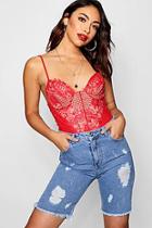 Boohoo Mia High Waist Ripped Distressed Bermuda Shorts