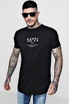 Boohoo Longline Man Print T-shirt With Curve Hem