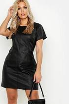 Boohoo Plus Pu Cap Sleeve Shift Dress