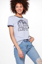 Boohoo Cleo Happy Camper Slogan T-shirt