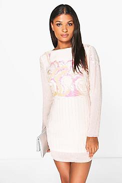 Boohoo Boutique Tam All Over Hand Embellished Shift Dress