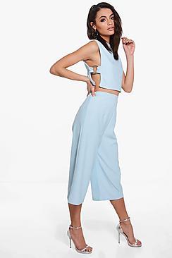 Boohoo Fran O-ring Tabard Crop & Culotte Co-ord Set