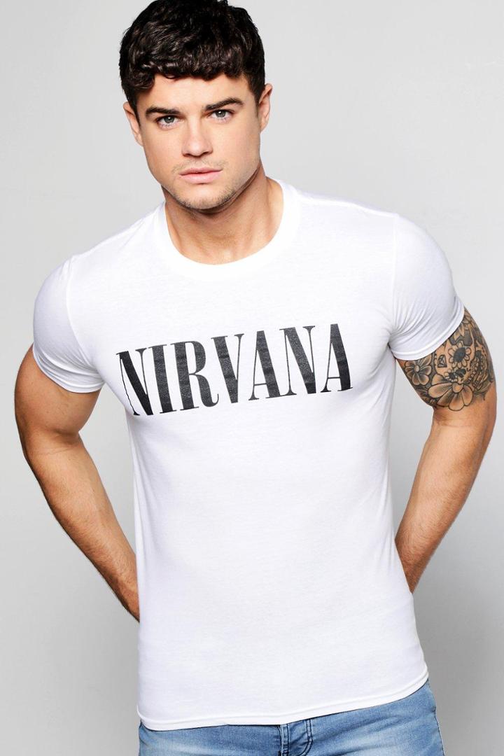 Boohoo White Nirvana License Band Tee White