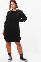 Boohoo Plus Harley Knitted Slouchy Dress Black