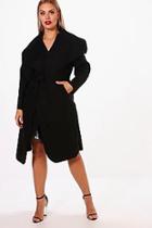 Boohoo Plus Leila Wool Look Wrap Coat