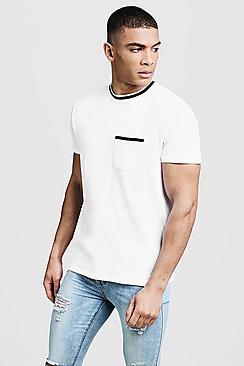 Boohoo Crew Neck Pique T-shirt With Pocket