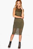 Boohoo Jenelle Fishnet Sleeveless Midi Bodycon Dress