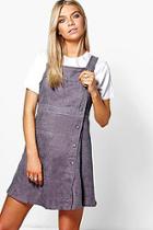 Boohoo Rebecca Ribbed Mini Pinafore Dress
