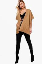 Boohoo Mayah Buckle Front Knitted Poncho