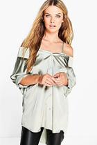 Boohoo Phoebe Silky Shoulder Strappy Blouse