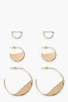 Boohoo Julia Half Filled Hoop Earring 3 Pack