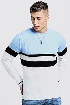 Boohoo Colour Block Ribbed Jumper