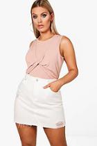 Boohoo Plus Amie Ripped Denim Skirt