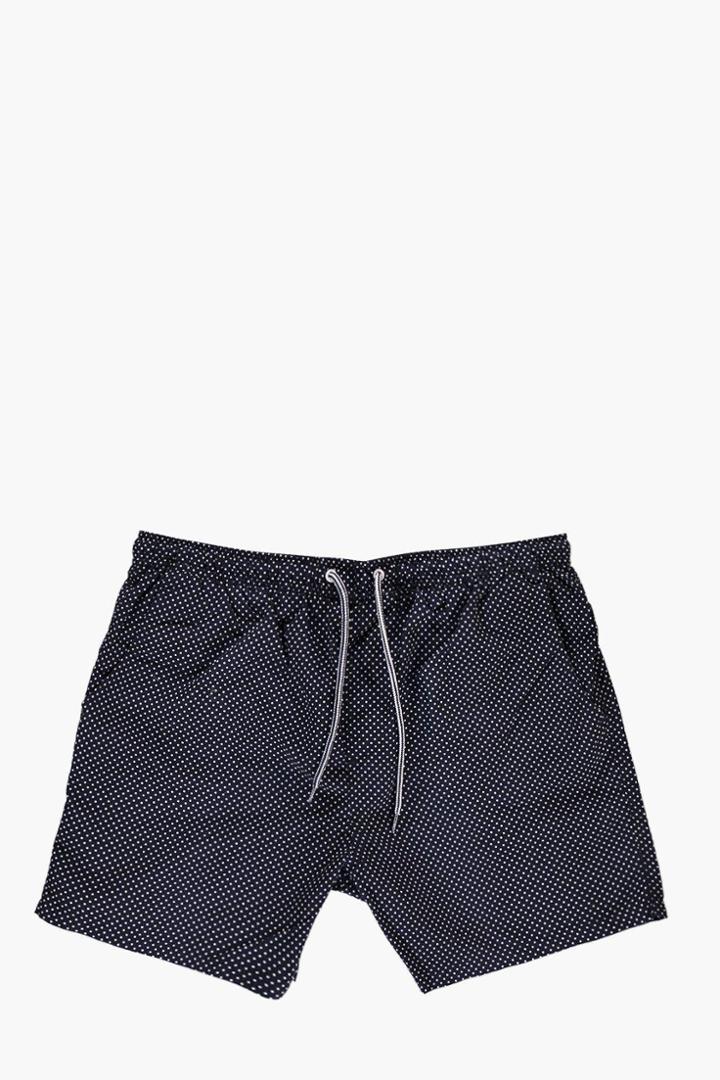 Boohoo Short Length Polka Dot Swim Shorts Navy