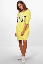 Boohoo Rosie Slash Neck Lace Up Sweat Dress