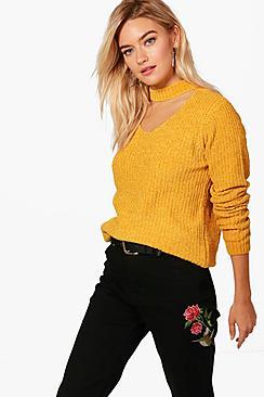 Boohoo Holly Chenille Choker Jumper