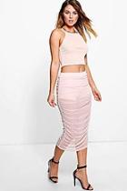 Boohoo Paola Mesh Overlay Long Line Midi Skirt
