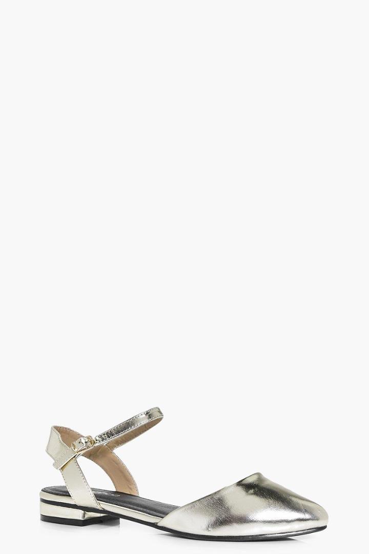 Boohoo Abbie Pointed Two Part Open Back Flat Gold