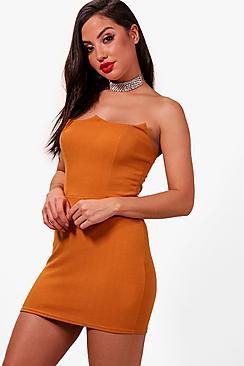 Boohoo Cut Out Neckline Bandeau Bodycon Dress