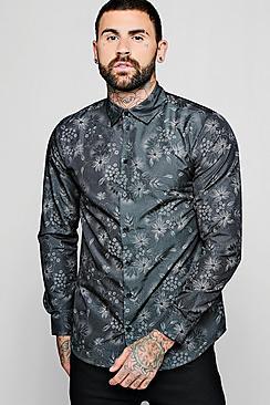 Boohoo Floral Dot Print Long Sleeve Shirt