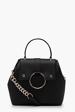 Boohoo Large Ring & Chain Satchel Cross Body
