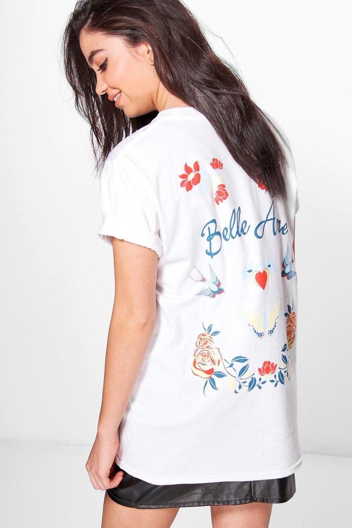 Boohoo Ellie Printed Allover Back Print T-shirt White