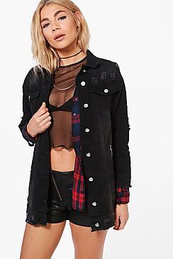 Boohoo Sofia Longline Distressed Jacket