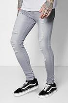 Boohoo Grey All Over Ripped Spray On Skinny Jeans