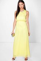 Boohoo Megan Embellished Neck Maxi Dress Yellow