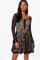 Boohoo Maisie Lace Up Front Lace Dress