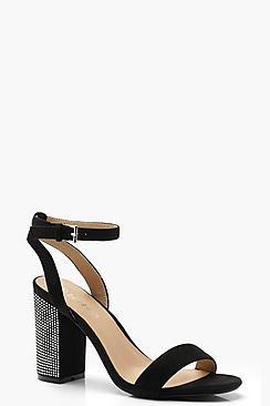 Boohoo Diamante Two Part Block Heels