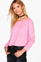Boohoo Daisy Crop Oversized Sweatshirt Pink