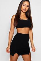 Boohoo Tie Back Strap Square Neck Top + Mini Skirt Co-ord